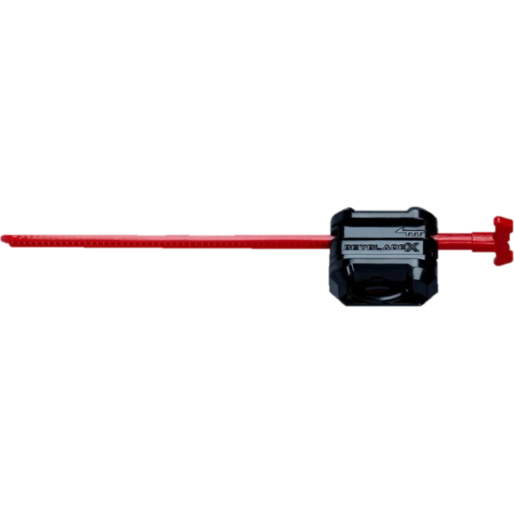 Red and Black Entry Launcher toy for spinning a Beyblade, compatible only with select models.