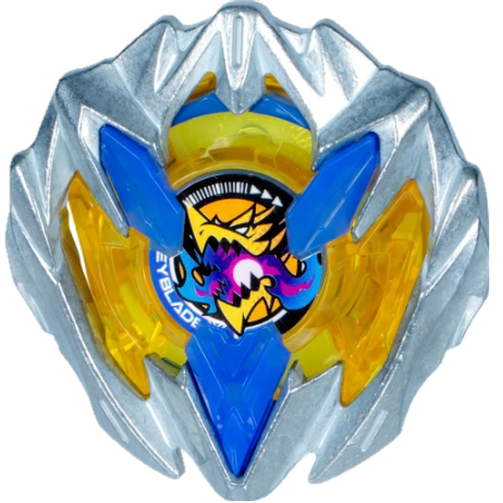 Yellow Dran Buster top layer featuring a vibrant design with blue and silver accents, classified as an attack type.