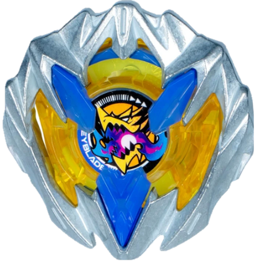 Yellow Dran Buster top layer featuring a vibrant design with blue and silver accents, classified as an attack type.