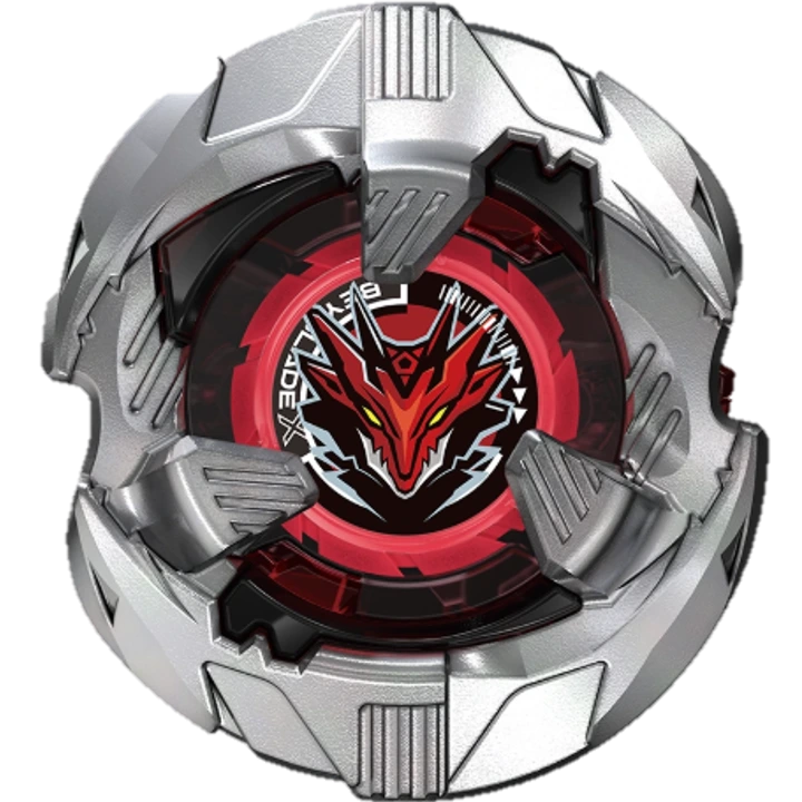 Red on Black Shelter Drake spinning top with silver and red design, featuring a dragon logo in the center.