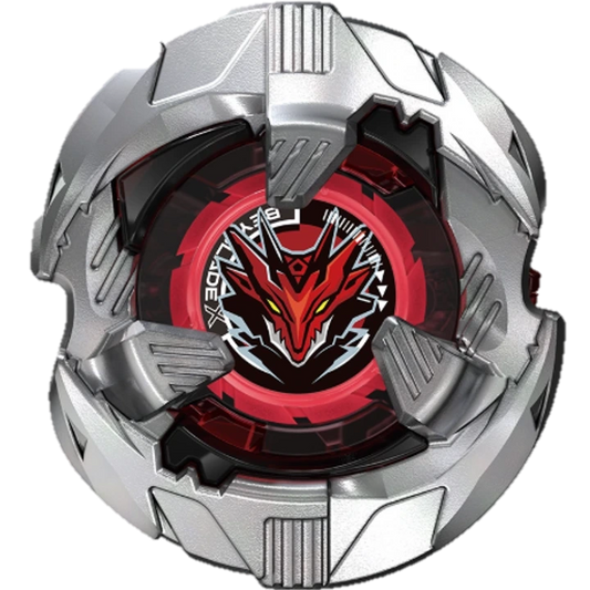 Red on Black Shelter Drake spinning top with silver and red design, featuring a dragon logo in the center.