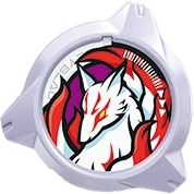 White Fox Lock Chip featuring a striking design of a white fox with red accents on a circular base.